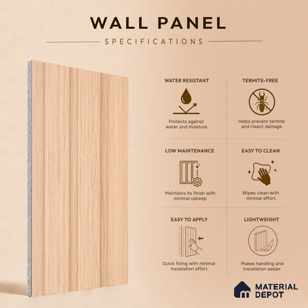 Wooden Look PN 07458 8 ft x 4.8 inch PVC Panel - 10 mm | Suitable for Living Room, Bedroom & Office | Width is Subjected to 5% Variation