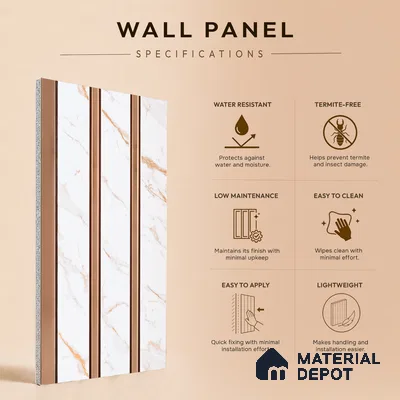 Ivory Pearl Marble Look PN 07459 8 ft x 4.8 inch PVC Panel - 10 mm | Suitable for Living Room, Bedroom & Office | Width is Subjected to 5% Variation