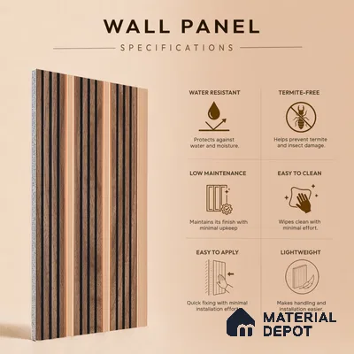 Wooden Look PN 07463 8 ft x 4.8 inch PVC Panel - 10 mm | Suitable for Living Room, Bedroom & Office | Width is Subjected to 5% Variation