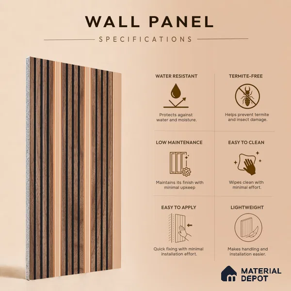 Wooden Look PN 07463 8 ft x 4.8 inch PVC Panel - 10 mm | Suitable for Living Room, Bedroom & Office | Width is Subjected to 5% Variation