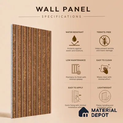 Mud Brown Stone Look PN 07470 8 ft x 4.8 inch PVC Panel - 10 mm | Suitable for Living Room, Bedroom & Office | Width is Subjected to 5% Variation