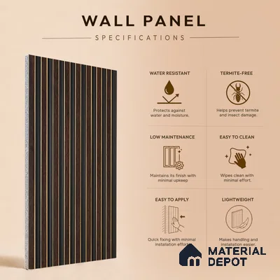 Wooden Look PN 07471 8 ft x 4.8 inch PVC Panel - 10 mm | Suitable for Living Room, Bedroom & Office | Width is Subjected to 5% Variation
