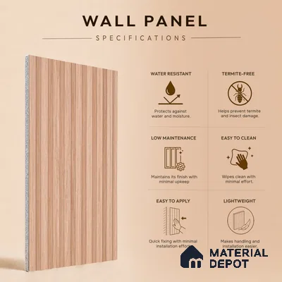 Wooden Look PN 07473 8 ft x 4.8 inch PVC Panel - 10 mm | Suitable for Living Room, Bedroom & Office | Width is Subjected to 5% Variation