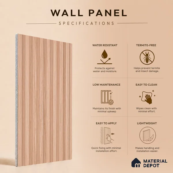 Wooden Look PN 07473 8 ft x 4.8 inch PVC Panel - 10 mm | Suitable for Living Room, Bedroom & Office | Width is Subjected to 5% Variation