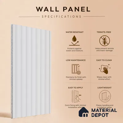Dove Grey Plain Colour Look PN 07477 8 ft x 4.8 inch PVC Panel - 10 mm | Suitable for Living Room, Bedroom & Office | Width is Subjected to 5% Variation