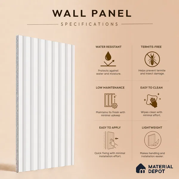Ivory Beige Plain Colour Look PN 07478 8 ft x 4.8 inch PVC Panel - 10 mm | Suitable for Living Room, Bedroom & Office | Width is Subjected to 5% Variation