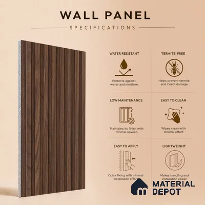 Wooden Look PN 07488 8 ft x 4.8 inch PVC Panel - 10 mm | Suitable for Living Room, Bedroom & Office | Width is Subjected to 5% Variation
