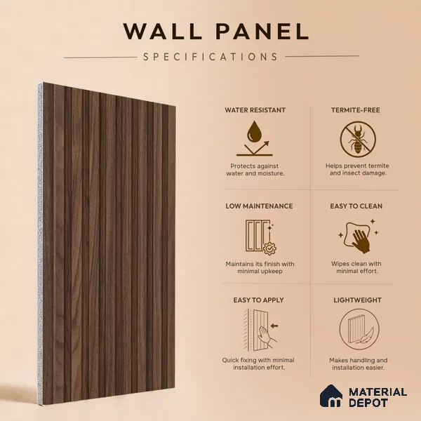Wooden Look PN 07488 8 ft x 4.8 inch PVC Panel - 10 mm | Suitable for Living Room, Bedroom & Office | Width is Subjected to 5% Variation