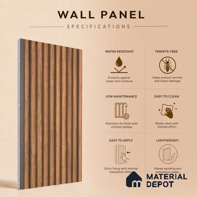 Wooden Look PN 07497 8 ft x 6 inch PVC Panel - 10 mm | Suitable for Living Room, Bedroom & Office | Width is Subjected to 5% Variation