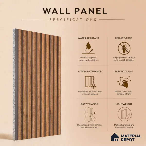 Wooden Look PN 07497 8 ft x 6 inch PVC Panel - 10 mm | Suitable for Living Room, Bedroom & Office | Width is Subjected to 5% Variation