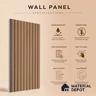 Wooden Look PN 07498 8 ft x 6 inch PVC Panel - 10 mm | Suitable for Living Room, Bedroom & Office | Width is Subjected to 5% Variation