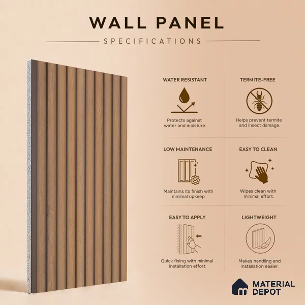 Wooden Look PN 07498 8 ft x 6 inch PVC Panel - 10 mm | Suitable for Living Room, Bedroom & Office | Width is Subjected to 5% Variation