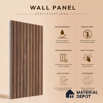 Wooden Look PN 07499 8 ft x 6 inch PVC Panel - 10 mm | Suitable for Living Room, Bedroom & Office | Width is Subjected to 5% Variation