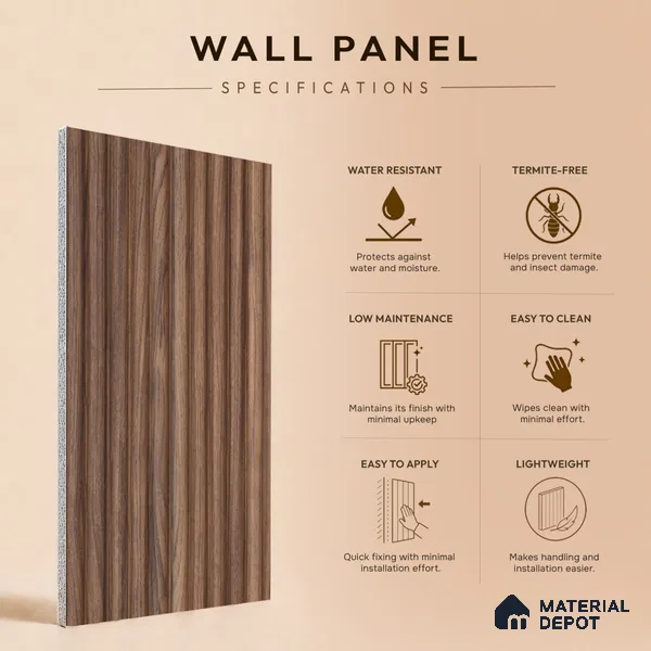 Wooden Look PN 07499 8 ft x 6 inch PVC Panel - 10 mm | Suitable for Living Room, Bedroom & Office | Width is Subjected to 5% Variation