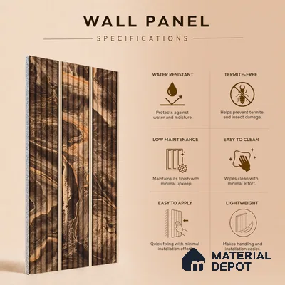Chocolate Brown Marble Look PN 07501 8 ft x 6 inch PVC Panel - 10 mm | Suitable for Living Room, Bedroom & Office | Width is Subjected to 5% Variation