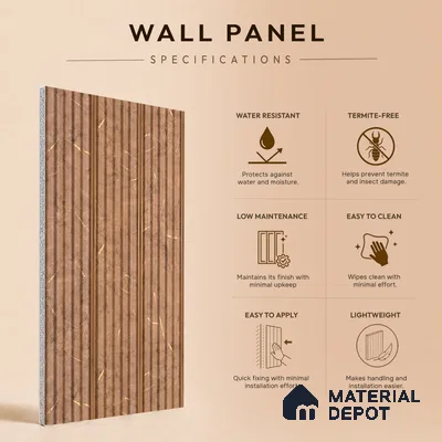 Wooden Look PN 07502 8 ft x 6 inch PVC Panel - 10 mm | Suitable for Living Room, Bedroom & Office | Width is Subjected to 5% Variation