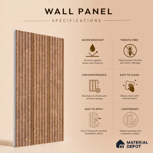 Wooden Look PN 07502 8 ft x 6 inch PVC Panel - 10 mm | Suitable for Living Room, Bedroom & Office | Width is Subjected to 5% Variation