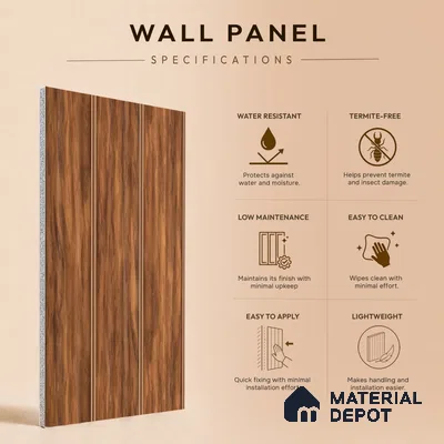 Wooden Look PN 07504 8 ft x 6 inch PVC Panel - 10 mm | Suitable for Living Room, Bedroom & Office | Width is Subjected to 5% Variation