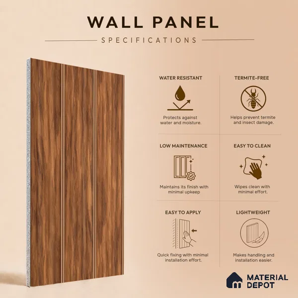 Wooden Look PN 07504 8 ft x 6 inch PVC Panel - 10 mm | Suitable for Living Room, Bedroom & Office | Width is Subjected to 5% Variation