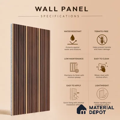 Wooden Look PN 07505 8 ft x 6 inch PVC Panel - 10 mm | Suitable for Living Room, Bedroom & Office | Width is Subjected to 5% Variation