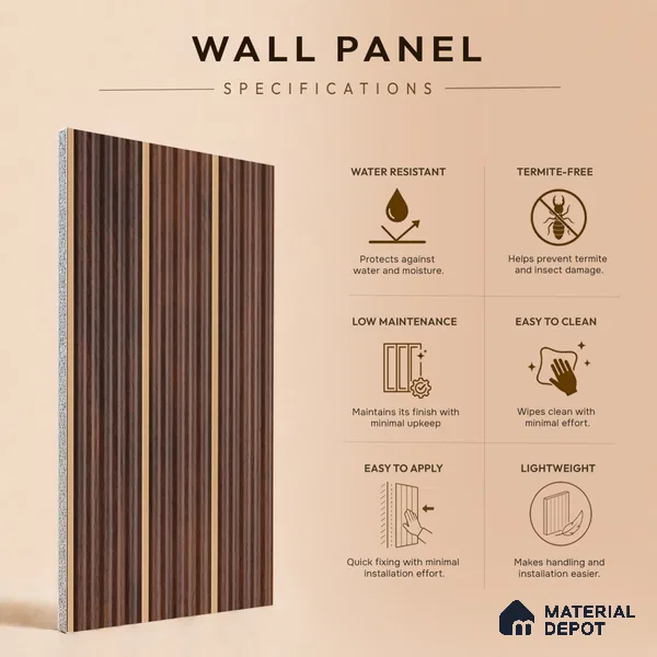 Wooden Look PN 07505 8 ft x 6 inch PVC Panel - 10 mm | Suitable for Living Room, Bedroom & Office | Width is Subjected to 5% Variation