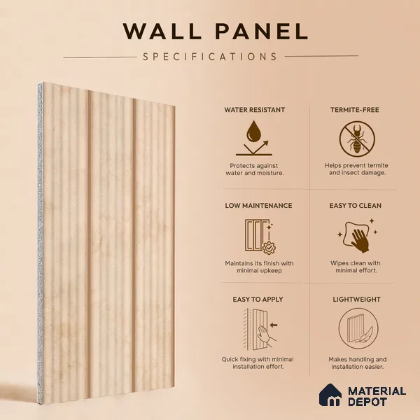 Wooden Look PN 07506 8 ft x 6 inch PVC Panel - 10 mm | Suitable for Living Room, Bedroom & Office | Width is Subjected to 5% Variation