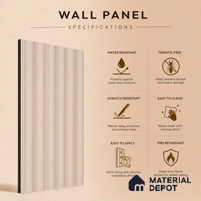 Cappuccino Beige Fabric Look PN 07601 9.5 ft x 4.9 inch Charcoal Panel - 12 mm | Suitable for Feature Wall, TV Unit & Living Room | Width is Subjected to 5% Variation