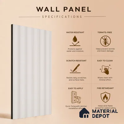 Dove Grey Plain Colour Look PN 07603 9.5 ft x 4.9 inch Charcoal Panel - 12 mm | Suitable for Feature Wall, TV Unit & Living Room | Width is Subjected to 5% Variation