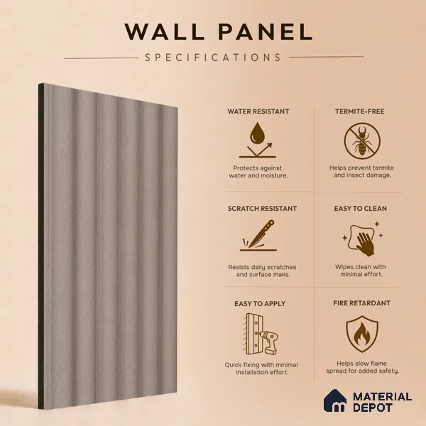 Basalt Grey Plain Colour Look PN 07604 9.5 ft x 4.9 inch Charcoal Panel - 12 mm | Suitable for Feature Wall, TV Unit & Living Room | Width is Subjected to 5% Variation