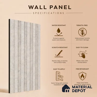 Light Grey Stone Look PN 07607 9.5 ft x 4.9 inch Charcoal Panel - 12 mm | Suitable for Feature Wall, TV Unit & Living Room | Width is Subjected to 5% Variation