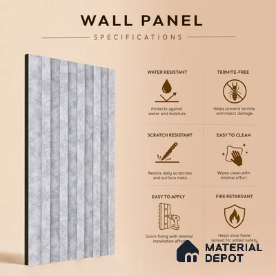 Light Grey Cement Look PN 07608 9.5 ft x 4.9 inch Charcoal Panel - 12 mm | Suitable for Feature Wall, TV Unit & Living Room | Width is Subjected to 5% Variation