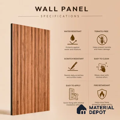 Wooden Look PN 07656 8 ft x 10 inch Charcoal Panel - 10 mm | Suitable for Living Room, Bedroom & Office | Width is Subjected to 5% Variation