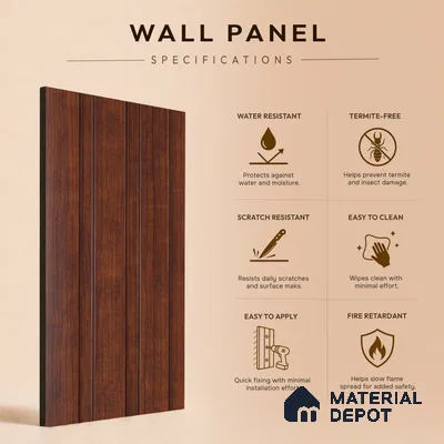 Wooden Look PN 07685 9.1 ft x 4.9 inch Charcoal Panel - 12 mm | Suitable for Living Room, Bedroom & TV Cabinet | Width is Subjected to 5% Variation