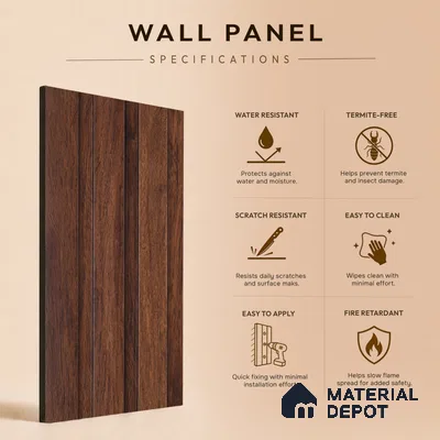 Wooden Look PN 07689 9.1 ft x 4.9 inch Charcoal Panel - 12 mm | Suitable for Living Room, Bedroom & TV Cabinet | Width is Subjected to 5% Variation