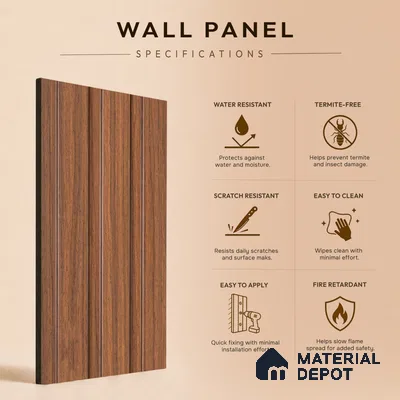 Wooden Look PN 07690 9.1 ft x 4.9 inch Charcoal Panel - 12 mm | Suitable for Living Room, Bedroom & TV Cabinet | Width is Subjected to 5% Variation