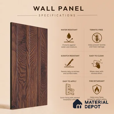 Wooden Look PN 07693 9.1 ft x 4.9 inch Charcoal Panel - 12 mm | Suitable for Living Room, Bedroom & TV Cabinet | Width is Subjected to 5% Variation