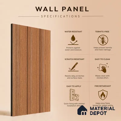 Wooden Look PN 07696 9.1 ft x 4.9 inch Charcoal Panel - 12 mm | Suitable for Living Room, Bedroom & TV Cabinet | Width is Subjected to 5% Variation