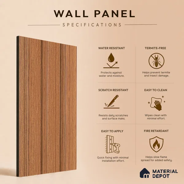 Wooden Look PN 07696 9.1 ft x 4.9 inch Charcoal Panel - 12 mm | Suitable for Living Room, Bedroom & TV Cabinet | Width is Subjected to 5% Variation