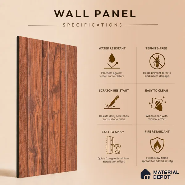 Wooden Look PN 07697 9.1 ft x 4.9 inch Charcoal Panel - 12 mm | Suitable for Living Room, Bedroom & TV Cabinet | Width is Subjected to 5% Variation
