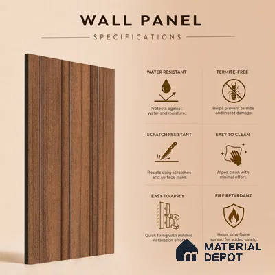 Wooden Look PN 07698 9.1 ft x 4.9 inch Charcoal Panel - 12 mm | Suitable for Living Room, Bedroom & TV Cabinet | Width is Subjected to 5% Variation