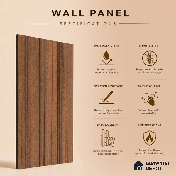 Wooden Look PN 07698 9.1 ft x 4.9 inch Charcoal Panel - 12 mm | Suitable for Living Room, Bedroom & TV Cabinet | Width is Subjected to 5% Variation