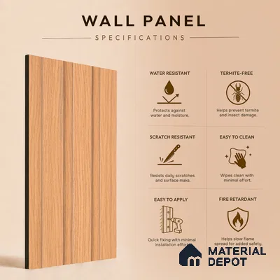Wooden Look PN 07699 9.1 ft x 4.9 inch Charcoal Panel - 12 mm | Suitable for Living Room, Bedroom & TV Cabinet | Width is Subjected to 5% Variation