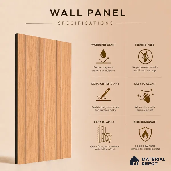 Wooden Look PN 07699 9.1 ft x 4.9 inch Charcoal Panel - 12 mm | Suitable for Living Room, Bedroom & TV Cabinet | Width is Subjected to 5% Variation