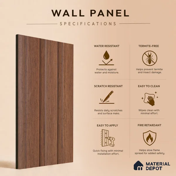 Wooden Look PN 07700 9.1 ft x 4.9 inch Charcoal Panel - 12 mm | Suitable for Living Room, Bedroom & TV Cabinet | Width is Subjected to 5% Variation