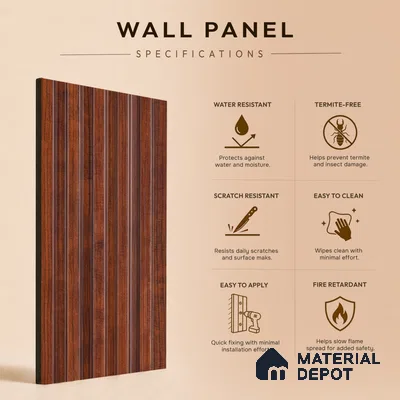 Wooden Look PN 07711 9.1 ft x 4.9 inch Charcoal Panel - 12 mm | Suitable for Living Room, Bedroom & TV Cabinet | Width is Subjected to 5% Variation