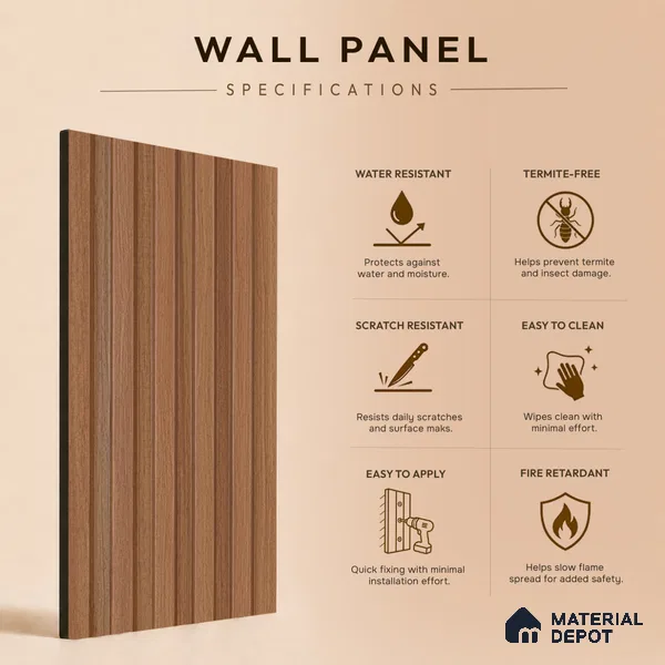 Wooden Look PN 07712 9.1 ft x 4.9 inch Charcoal Panel - 12 mm | Suitable for Living Room, Bedroom & TV Cabinet | Width is Subjected to 5% Variation