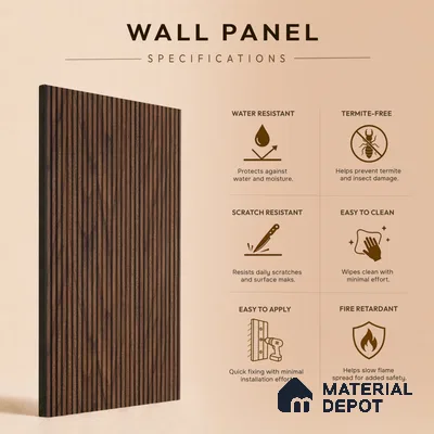 Wooden Look PN 07795 8 ft x 7.8 inch Charcoal Panel - 6 mm | Suitable for Living Room, Bedroom & Office | Width is Subjected to 5% Variation