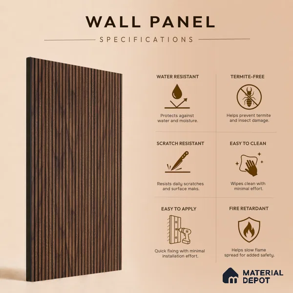 Wooden Look PN 07795 8 ft x 7.8 inch Charcoal Panel - 6 mm | Suitable for Living Room, Bedroom & Office | Width is Subjected to 5% Variation