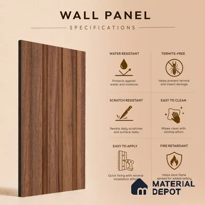 Wooden Look PN 07870 9.5 ft x 4.9 inch Charcoal Panel - 11 mm | Suitable for Feature Wall, Living Room & Bedroom | Width is Subjected to 5% Variation