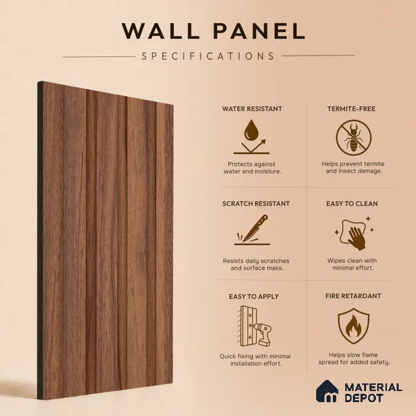 Wooden Look PN 07870 9.5 ft x 4.9 inch Charcoal Panel - 11 mm | Suitable for Feature Wall, Living Room & Bedroom | Width is Subjected to 5% Variation
